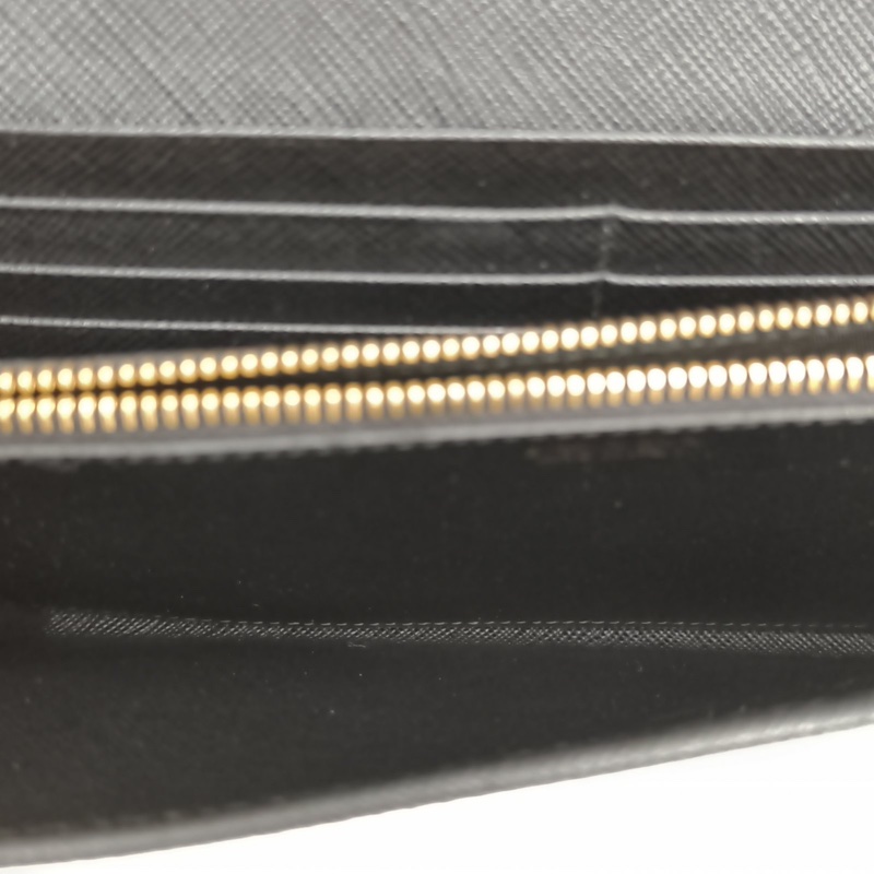 PRADA 黑色牛皮長款錢包-5