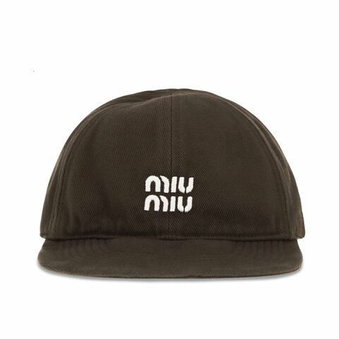 【MIU MIU】Denim 牛仔 抽繩造型 帽子 棒球帽 老帽 咖啡色 藍色 5HC369