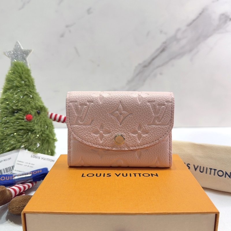 LV Rosalie時尚粉彩壓花粒面零錢包-0