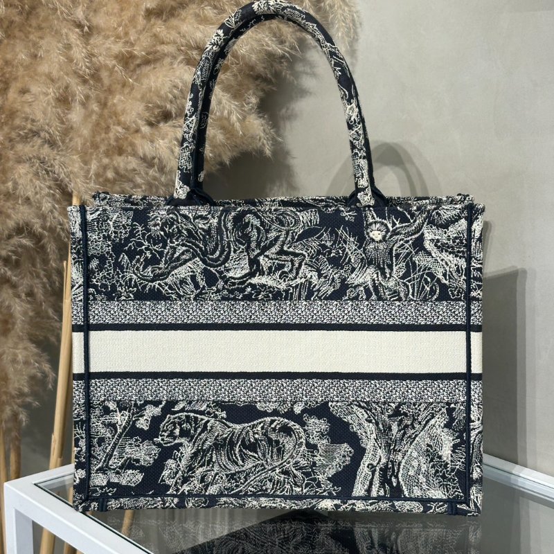 DIOR 刺繡動物園中號Tote - 深藍-3