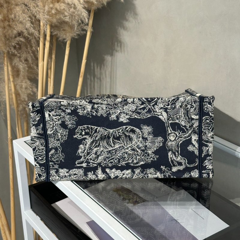 DIOR 刺繡動物園中號Tote - 深藍-4