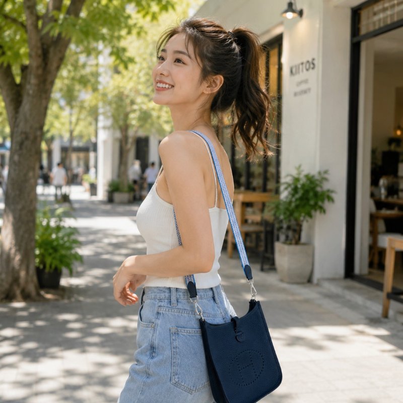 近新狀態良好 HERMES 愛馬仕 Mini Evelyn 16 午夜藍 銀扣 斜背包(W刻)-1