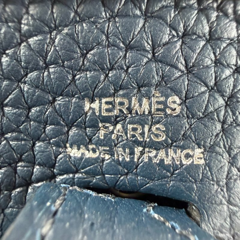 近新狀態良好 HERMES 愛馬仕 Mini Evelyn 16 午夜藍 銀扣 斜背包(W刻)-20