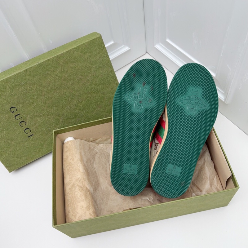 Gucci古馳 粉色髒髒鞋 36碼 粉綠條紋經典配色-1