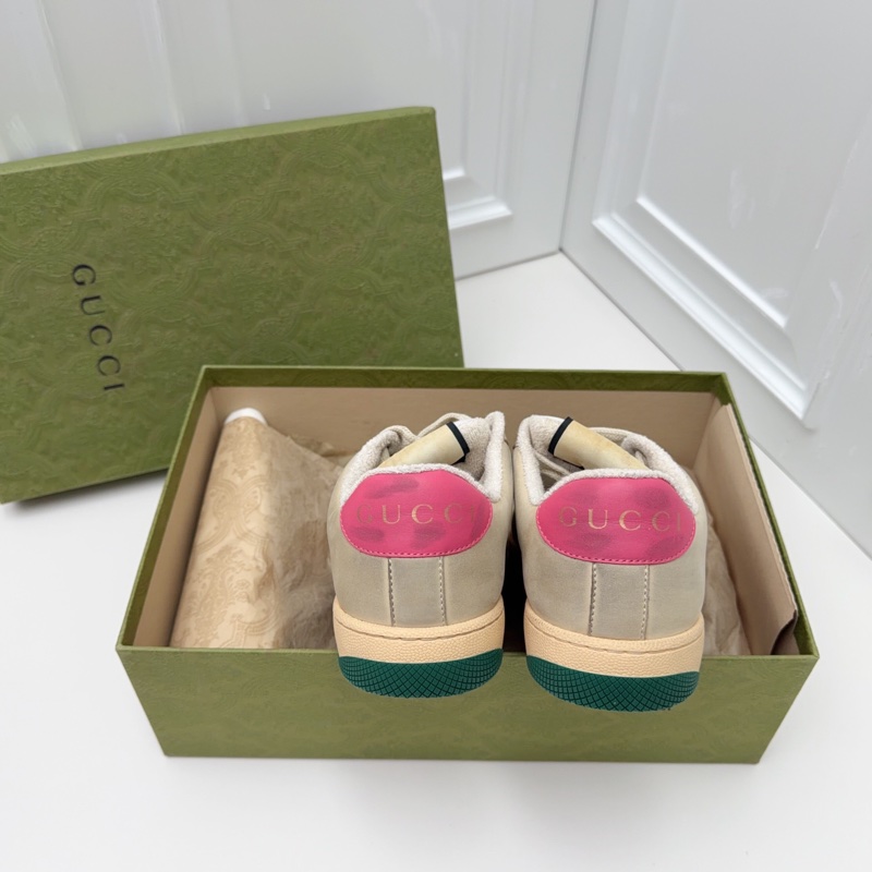 Gucci古馳 粉色髒髒鞋 36碼 粉綠條紋經典配色-3