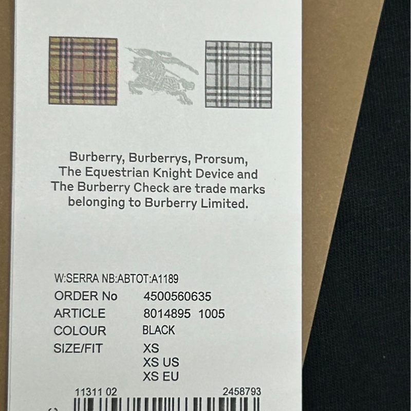 Burberry 經典格紋短袖T恤,XS碼(175/84A)-5