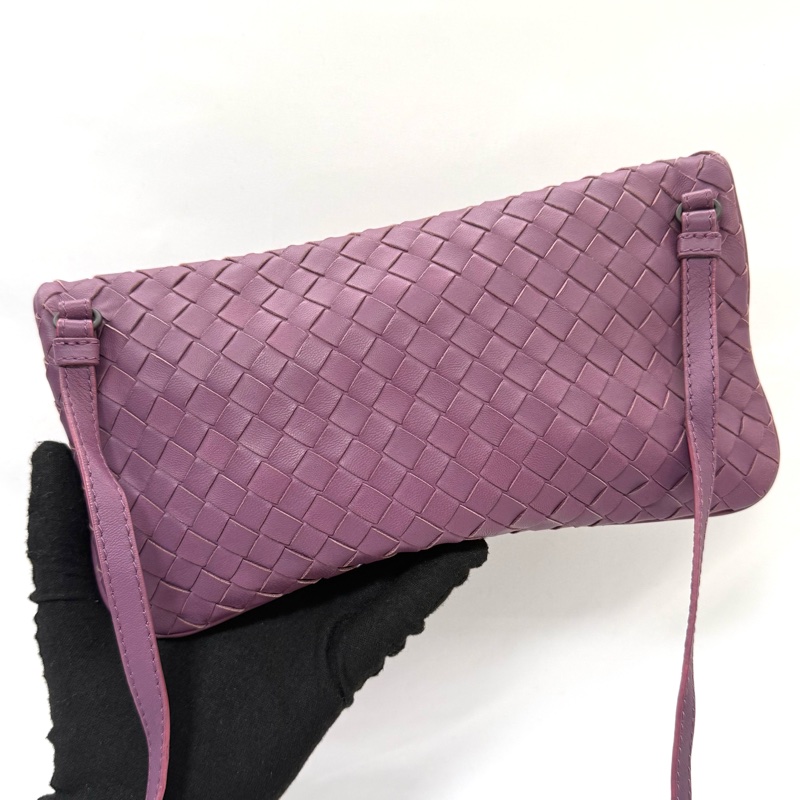 BOTTEGA VENETA Intrecciato 紫色編織皮革肩背包 B01436756C-1