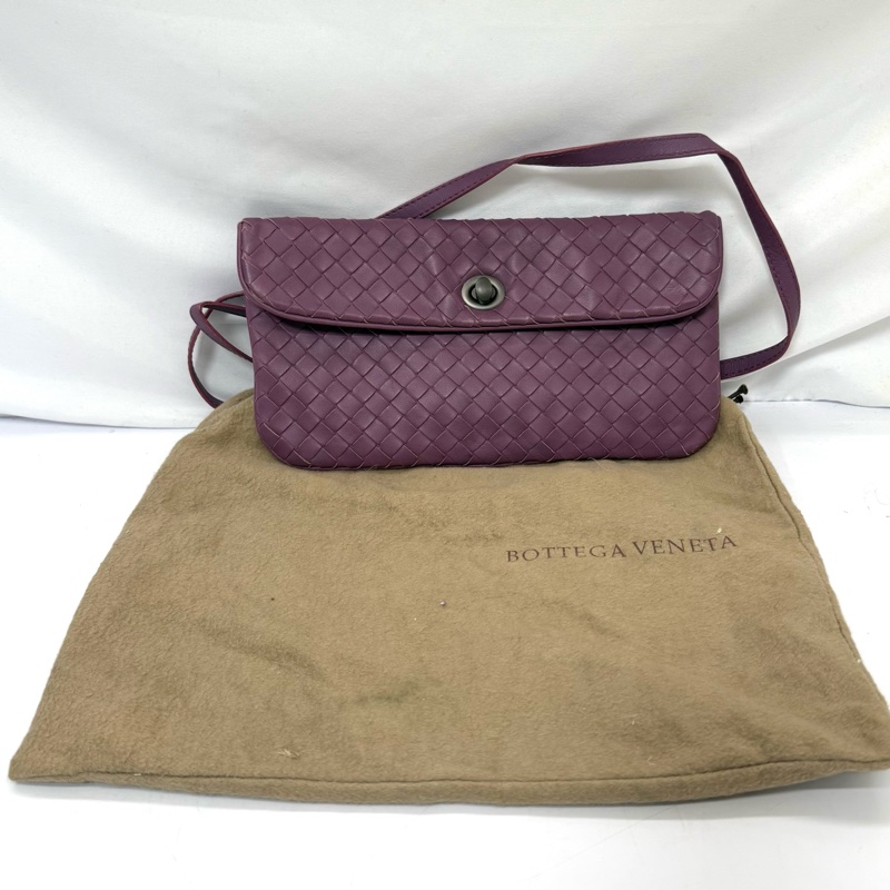 BOTTEGA VENETA Intrecciato 紫色編織皮革肩背包 B01436756C-2