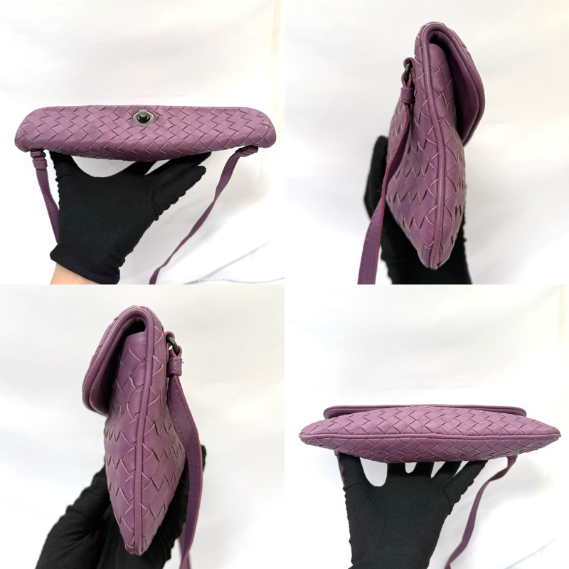 BOTTEGA VENETA Intrecciato 紫色編織皮革肩背包 B01436756C-3