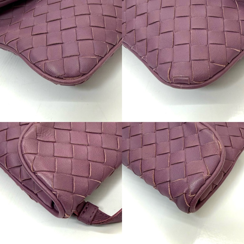 BOTTEGA VENETA Intrecciato 紫色編織皮革肩背包 B01436756C-4