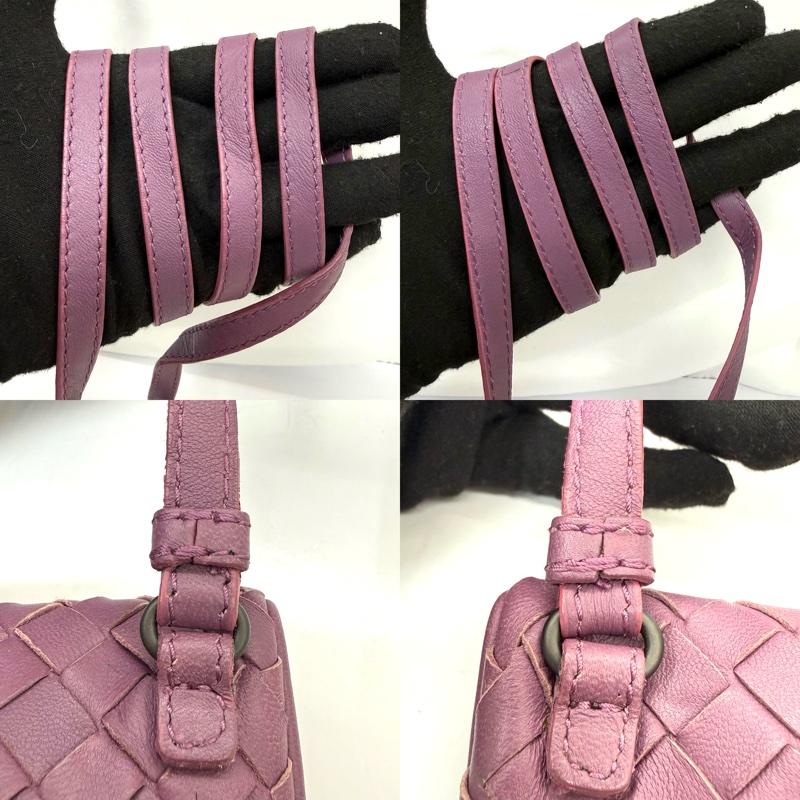 BOTTEGA VENETA Intrecciato 紫色編織皮革肩背包 B01436756C-6