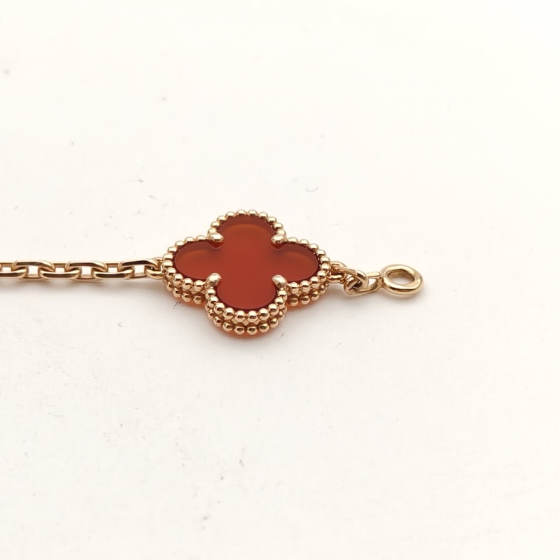 VAN CLEEF&ARPELS VintageAlhambra中號五花手鏈拼鐳射新扣18K玫瑰金/紅玉髓S-M碼-3
