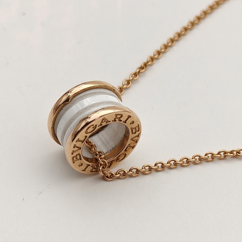 BVLGARI B.ZERO1彈簧項鏈三環扣18K玫瑰金/白陶瓷-1