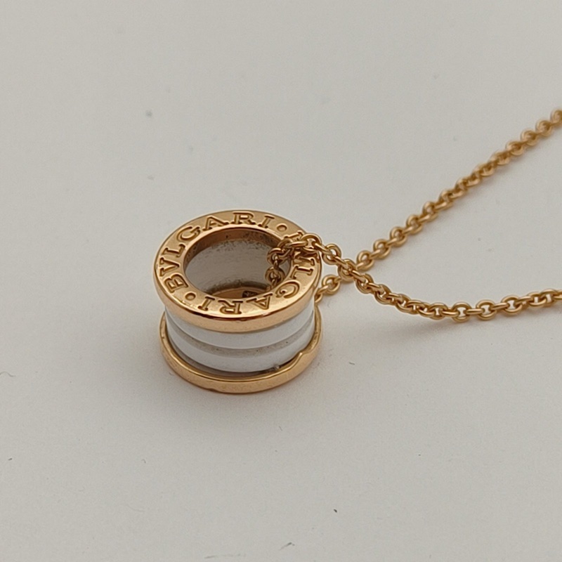 BVLGARI B.ZERO1彈簧項鏈三環扣18K玫瑰金/白陶瓷-2