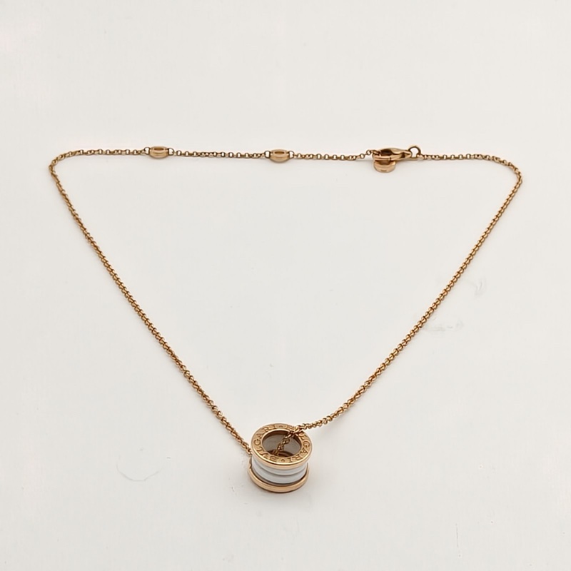 BVLGARI B.ZERO1彈簧項鏈三環扣18K玫瑰金/白陶瓷-4