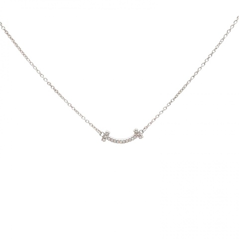 TIFFANY&CO TiffanyT微笑項鏈mini滿鑽18k白金