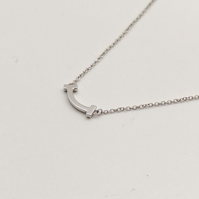 TIFFANY&CO TiffanyT微笑項鏈mini滿鑽18k白金-3