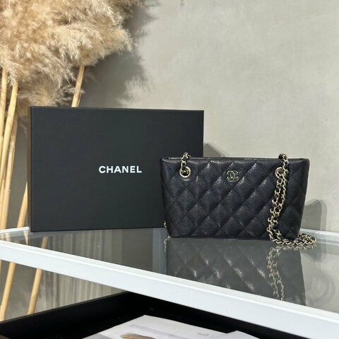 CHANEL 25B粒面牛皮Mini Totoe - 黑金