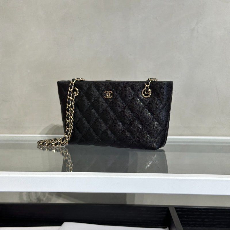 CHANEL 25B粒面牛皮Mini Totoe - 黑金-4