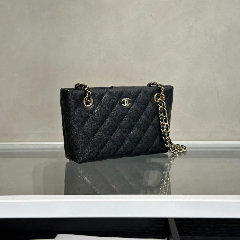 CHANEL 25B粒面牛皮Mini Totoe - 黑金-5