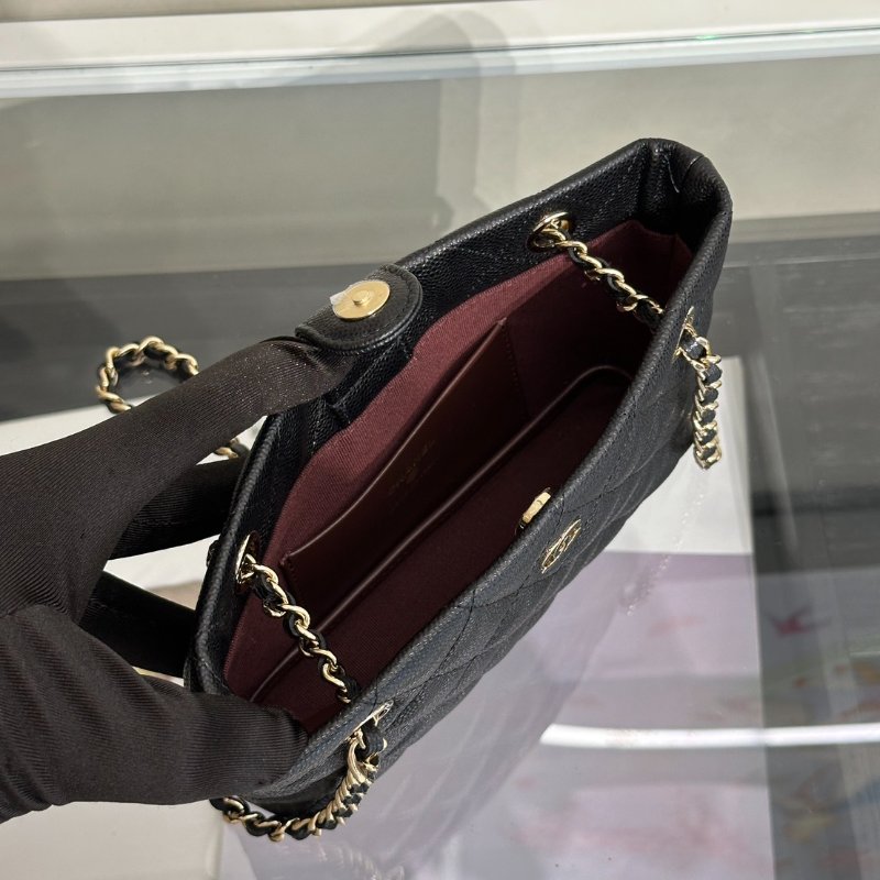 CHANEL 25B粒面牛皮Mini Totoe - 黑金-6