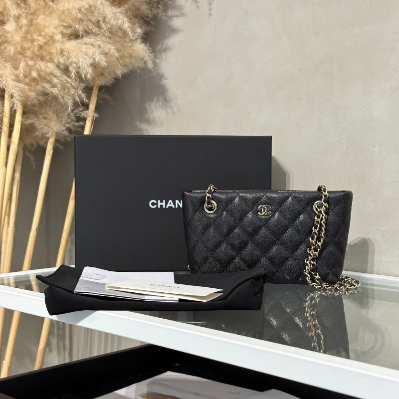 CHANEL 25B粒面牛皮Mini Totoe - 黑金-9