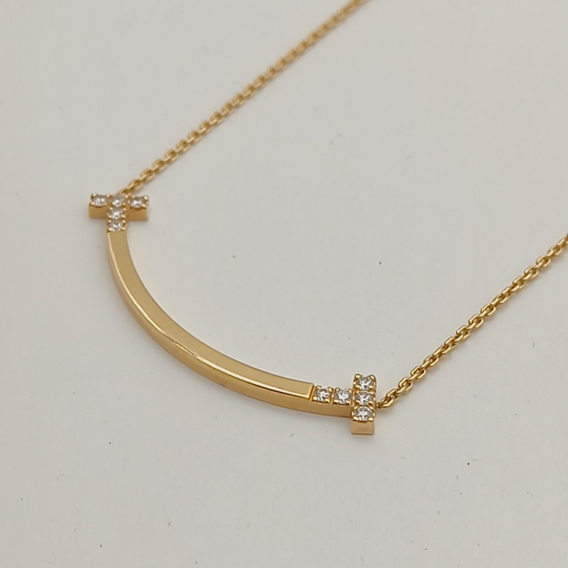 TIFFANY&CO TiffanyT微笑項鏈中號18K黃金/鑽石-1