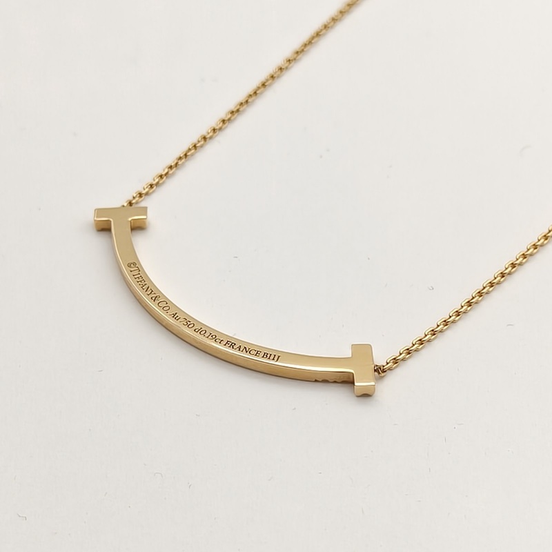TIFFANY&CO TiffanyT微笑項鏈中號18K黃金/鑽石-2
