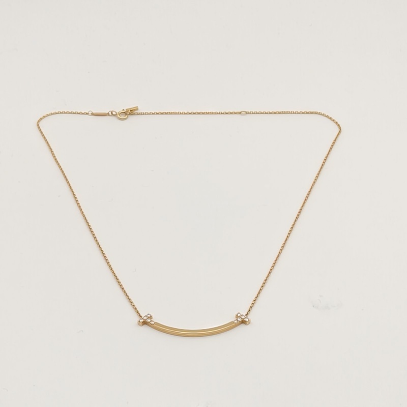 TIFFANY&CO TiffanyT微笑項鏈中號18K黃金/鑽石-4
