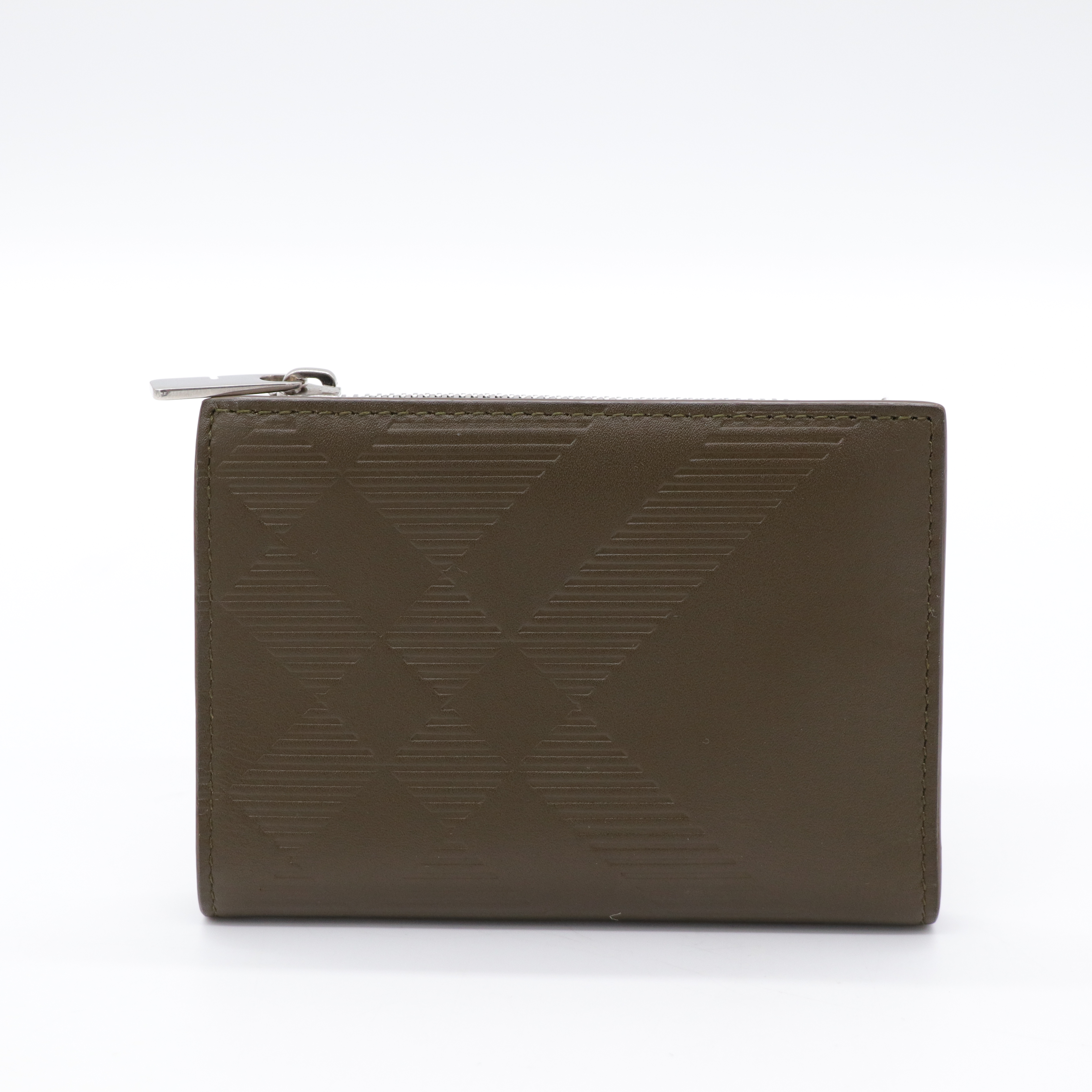 BURBERRY 墨綠色 壓紋 格紋 拉鍊折疊錢包 短夾-2
