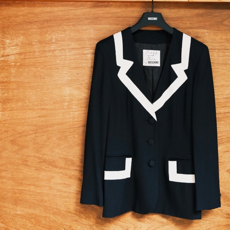 Moschino Cheap and Chic 1990s 漫畫風撞色滾邊西裝外套-3
