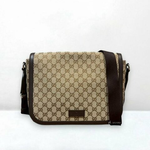 A12401-GUCCI 經典緹花皮飾邊下蓋斜背包/449171