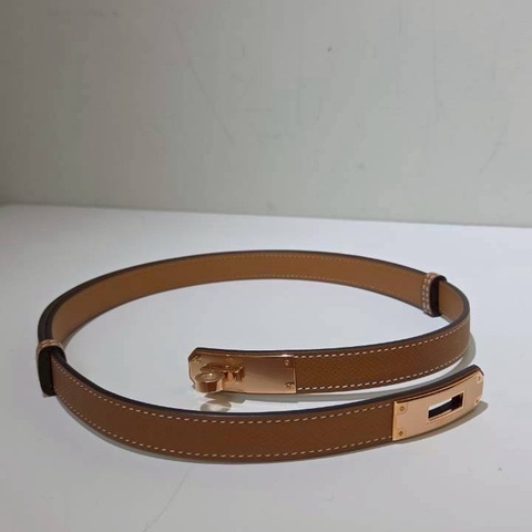 Hermes｜Kelly 皮帶 金棕