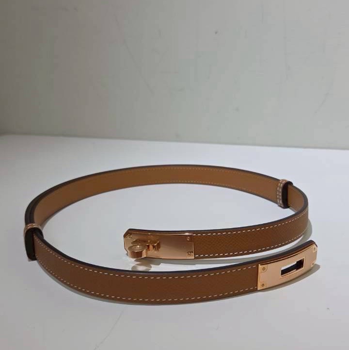 Hermes|Kelly 皮帶 金棕-0