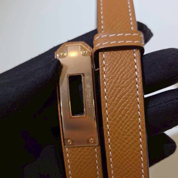 Hermes|Kelly 皮帶 金棕-1
