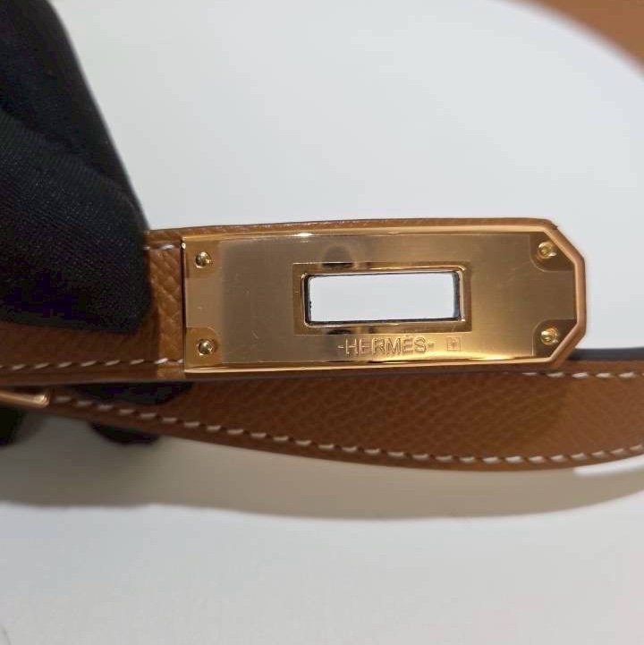Hermes|Kelly 皮帶 金棕-4