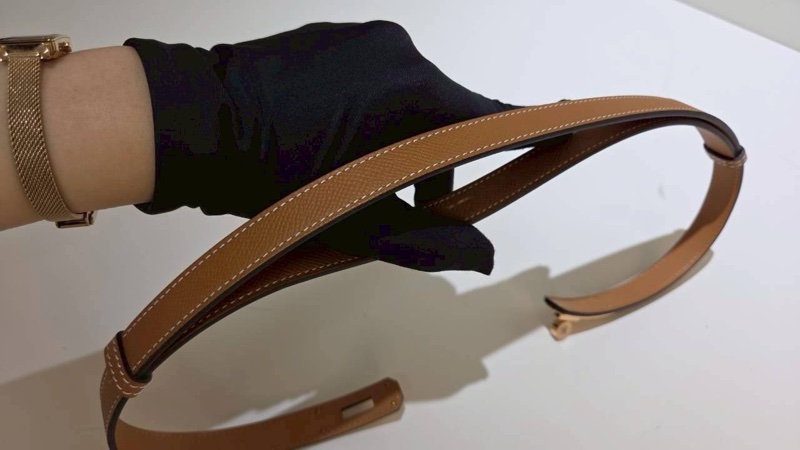 Hermes|Kelly 皮帶 金棕-6