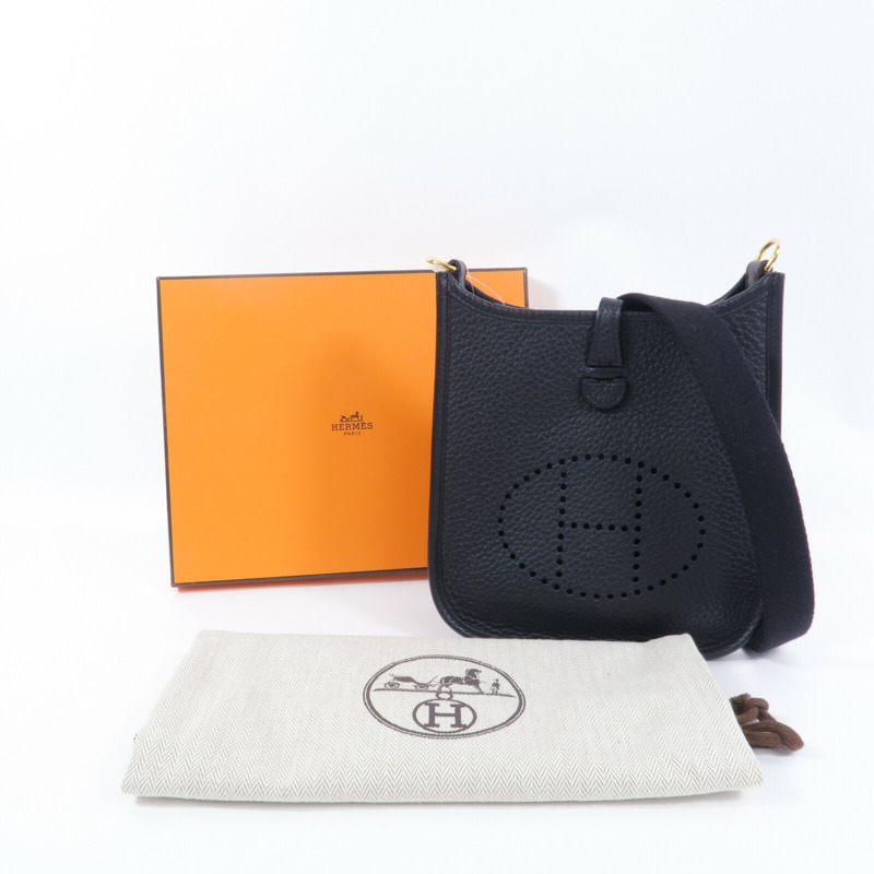 HERMES Clemence皮革Evelyne TPM肩背袋Noir-9