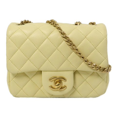 CHANEL 羊皮皮革Mini Square Flap鏈帶手挽肩背兩用袋