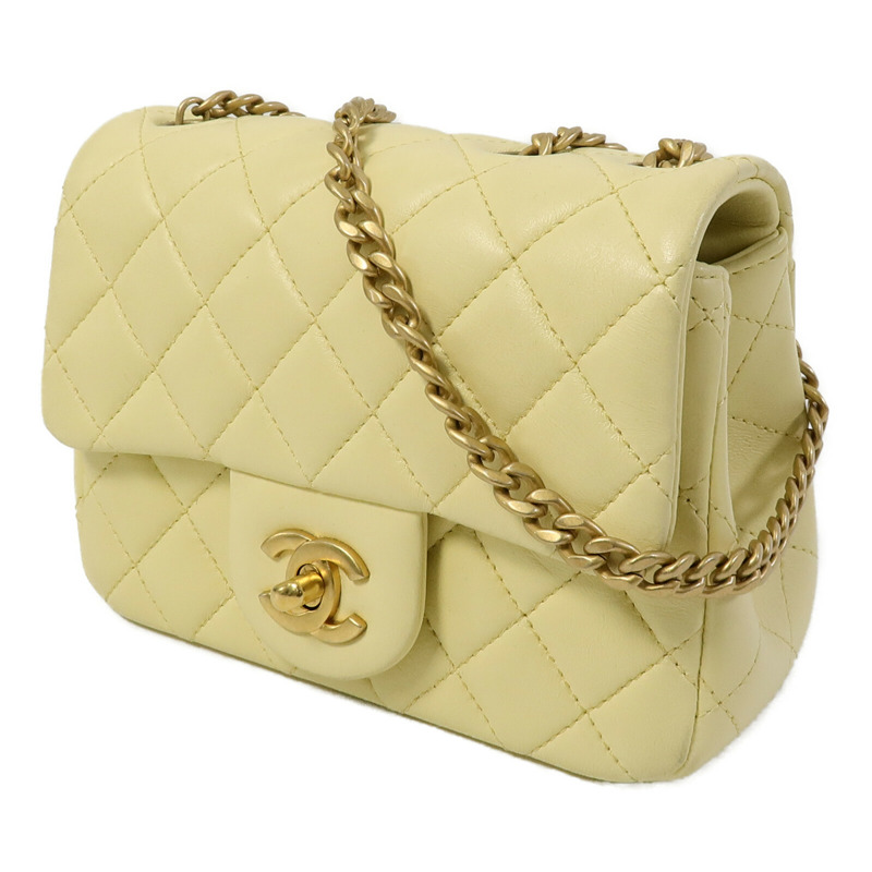CHANEL 羊皮皮革Mini Square Flap鏈帶手挽肩背兩用袋-1