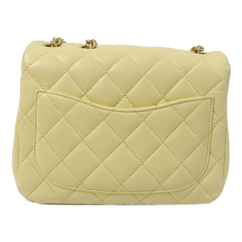 CHANEL 羊皮皮革Mini Square Flap鏈帶手挽肩背兩用袋-2