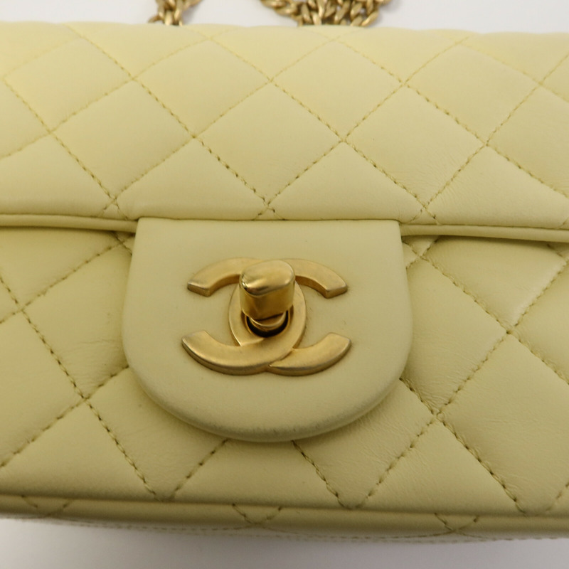 CHANEL 羊皮皮革Mini Square Flap鏈帶手挽肩背兩用袋-7