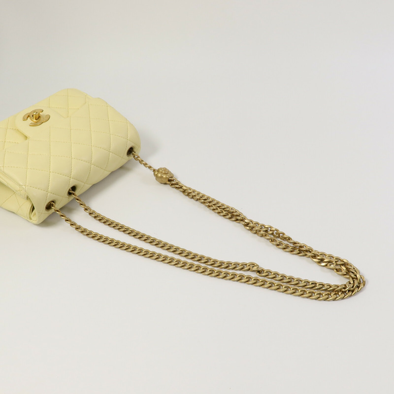 CHANEL 羊皮皮革Mini Square Flap鏈帶手挽肩背兩用袋-9