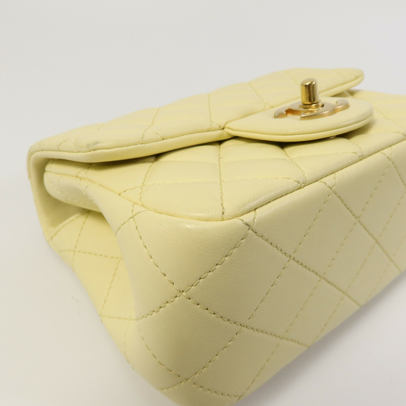 CHANEL 羊皮皮革Mini Square Flap鏈帶手挽肩背兩用袋-11