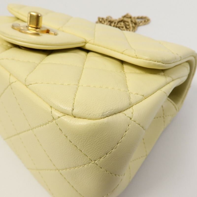 CHANEL 羊皮皮革Mini Square Flap鏈帶手挽肩背兩用袋-12