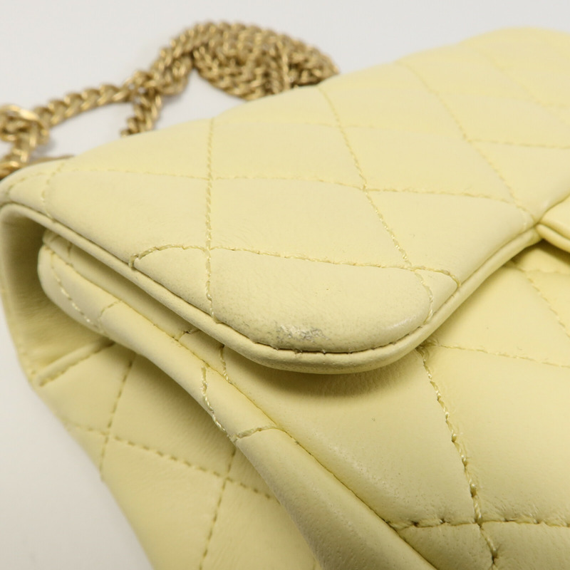 CHANEL 羊皮皮革Mini Square Flap鏈帶手挽肩背兩用袋-17