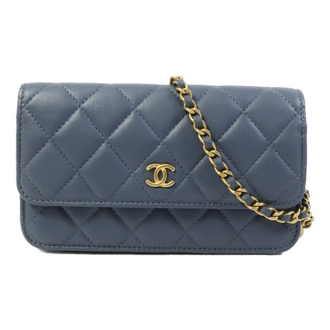 CHANEL 羊皮皮革Chain Shoulder W Gold Ball鏈帶肩背袋