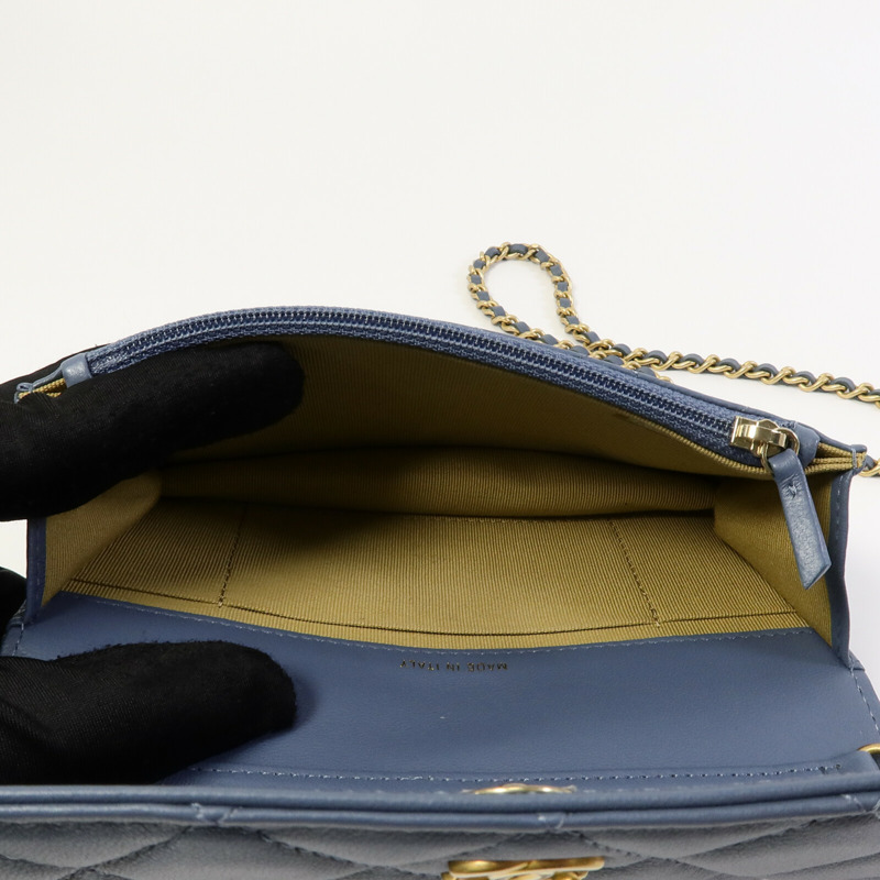 CHANEL 羊皮皮革Chain Shoulder W Gold Ball鏈帶肩背袋-4