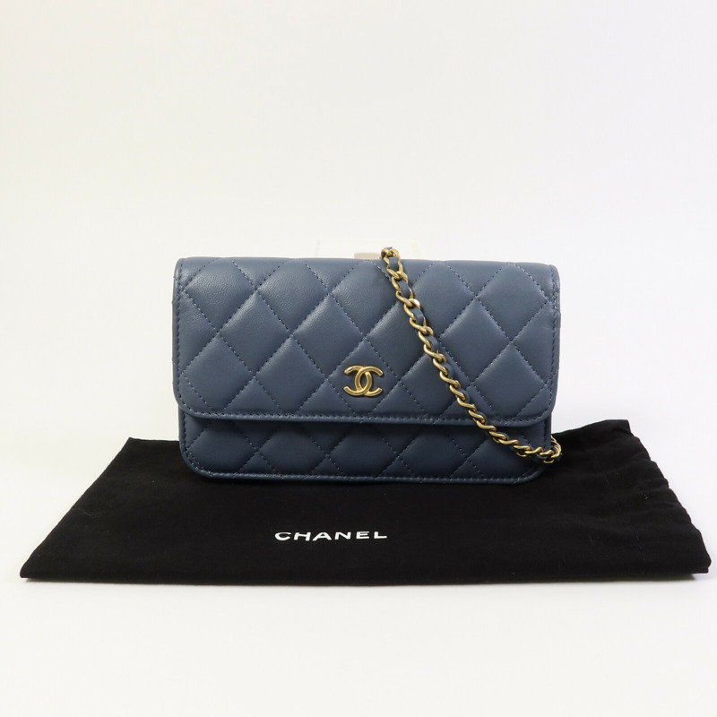 CHANEL 羊皮皮革Chain Shoulder W Gold Ball鏈帶肩背袋-10