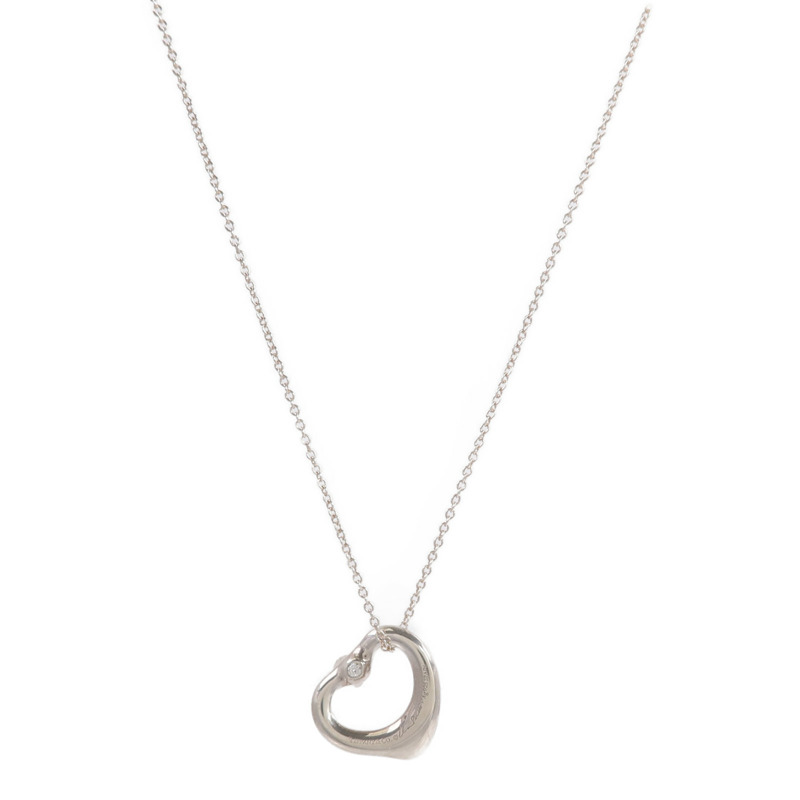 TIFFANY&CO 925純銀Open Heart Pendant With Diamond SM鑽石項鍊-1